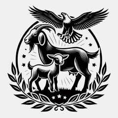 Goat and Kid with an Eagle in the Sky