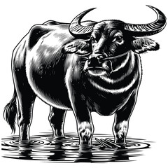 Domestic water buffalo vector