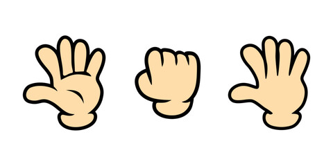 Set of different gestures hand. Set of hands in doodle style isolated human hands. Vector different hand positions