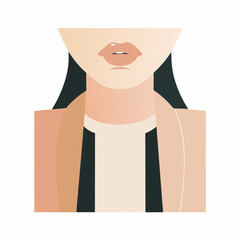 Minimalist flat illustration showing a close-up of a woman’s lips with nude lipstick. Elegant and modern art piece ideal for beauty, cosmetics, and feminine branding.
