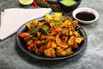 Vietnamese cuisine - fried frog with vegetables