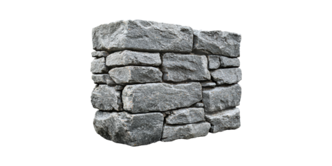 Stone Wall Section. Architectural Element For Construction And Landscaping Isolated On Transparent Background