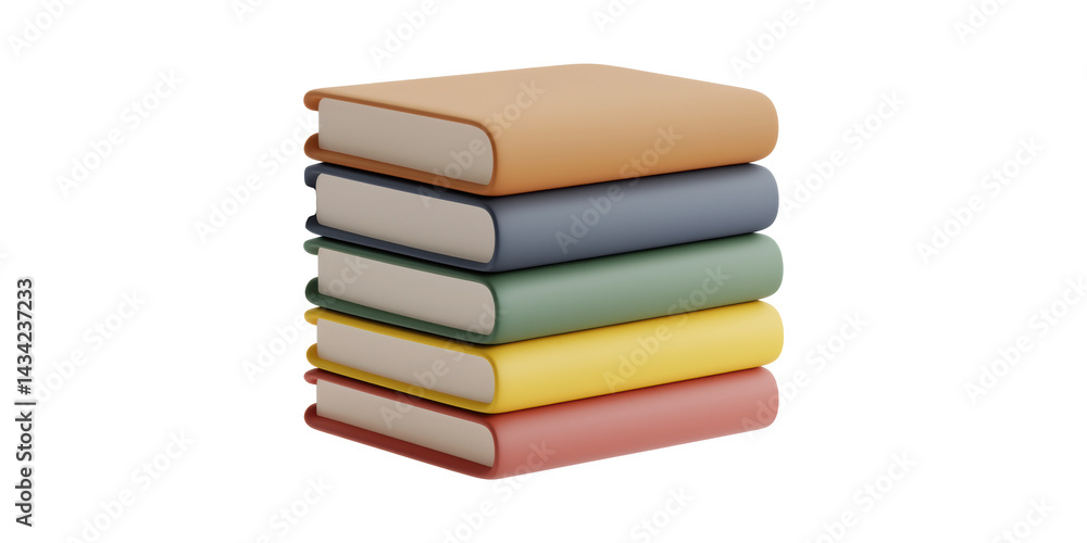 Poster stack of colorful books. education and learning concept isolated on transparent background