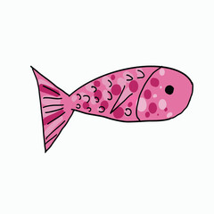 cute fish illustration. white background
