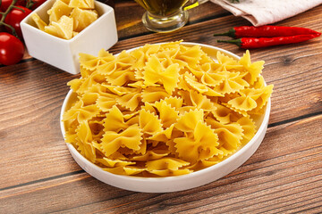 Raw dry Italian pasta - farfalle