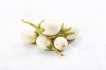 Natural organic white round eggplant