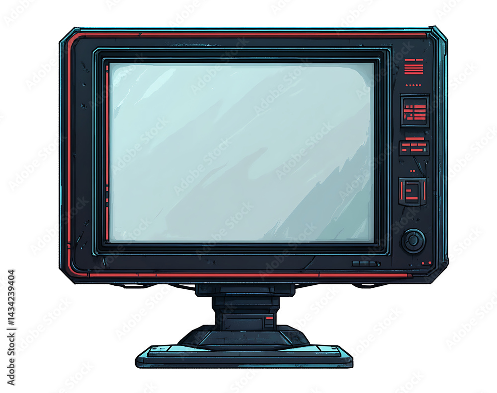 Poster front view vector illustration of a blank computer monitor on a white background.