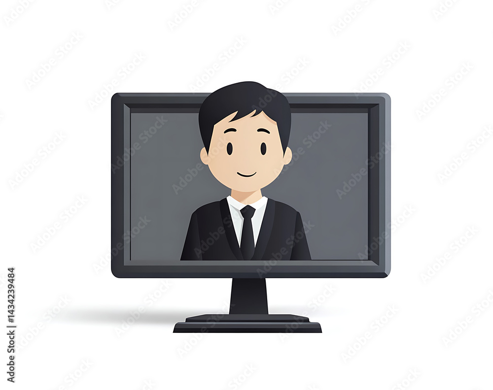 Aufkleber front view vector illustration of a blank computer monitor screen, on a white background