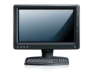 Front view vector illustration of a blank computer monitor screen, on a white background