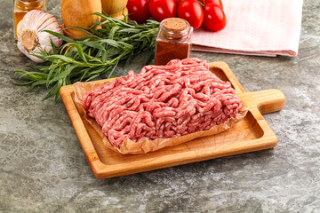 Raw uncooked red minced meat