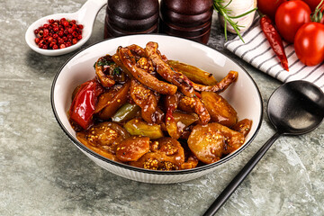 Asian cuisine pork in oyster sauce