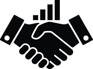 Business Partnership with Growth Potential, Successful Partnership Logo with Bar Chart