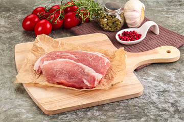 Raw pork steak for cooking