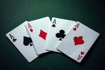 Obraz premium Four aces, one of each suit, forming a square , texture, casino