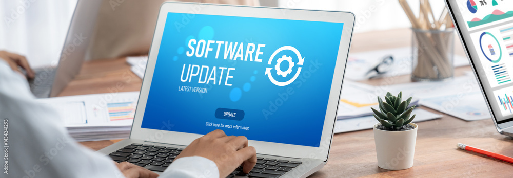Aufkleber Software update on computer for brisk version of device software upgrade