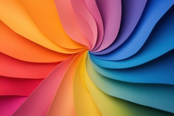 Colorful arrangement of paper sheets forming a spiral pattern.