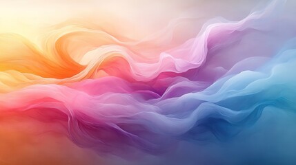 Obraz premium Ethereal pastel waves flow in a gradient from warm orange to coo