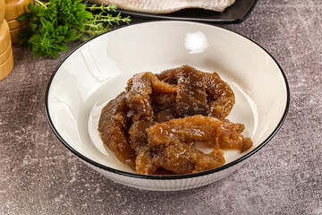 Herring roe snack in the plate
