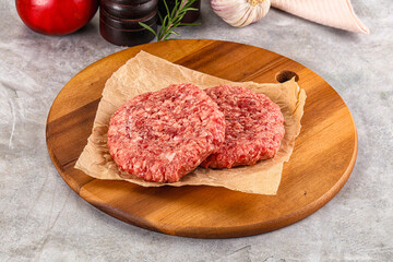 Raw round beef cutlet minced meat