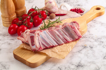 Raw lamb ribs rack for cooking
