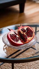 pomegranate on a saucer