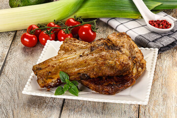 Tasty roasted pork ribs with spices