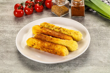 Crispy breaded mozarella cheese sticks