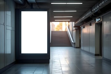 Subway Entrance with Prominent Blank Billboard for Design Mockups
