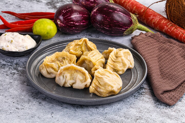 Steamed Nepali Momo stuffed dumplings