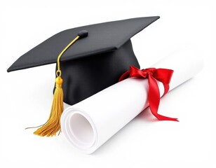 Graduation cap and diploma