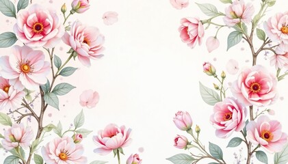 Delicate watercolor floral repeat Soft, pastel hues, intertwined blossoms , soft, pastel