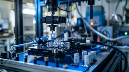 A robotic arm in a high tech lab, assembling parts for robots used in autonomous bioengineering systems, Bio-tech style