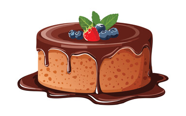 Molten Chcocolate Lava Cake - Vector Illustration