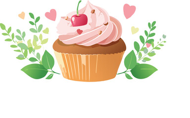 Cupcake with Lechy - Vector Illustration