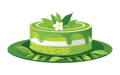 Greentea Cake on a Plate
