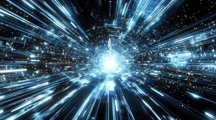 Obraz premium Abstract Futuristic Digital Tunnel