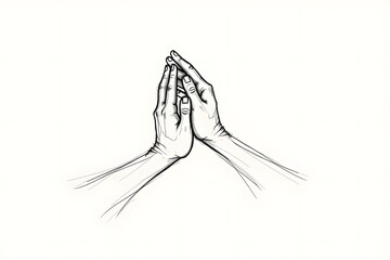 Abstract motion sketch of clapping hands captured in expressive line art style