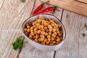 Boiled chickpea beans in the bowl