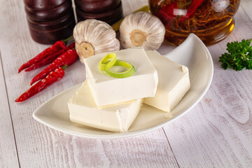 Greek traditional Feta cheese cubes