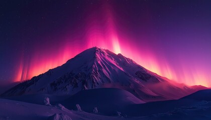 Majestic mountain, vibrant aurora borealis