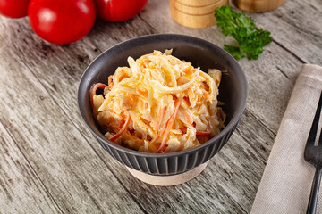 Vegan Coleslaw salad with cabbage and carrot