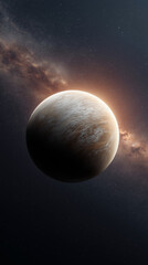 Planet in Space with Cosmic Background  