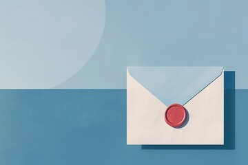 Sealed envelope on a two-tone blue background conveys a sense of formality and privacy