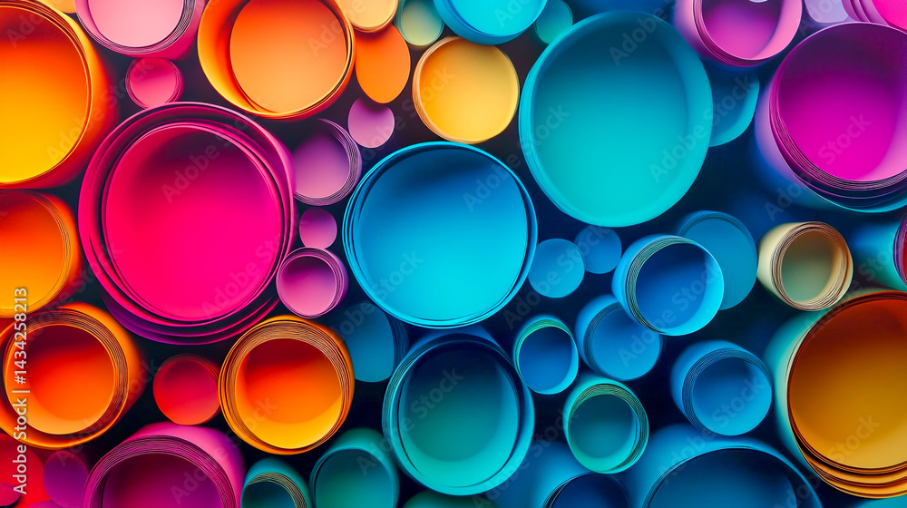 Poster colorful 3d circles pattern texture in modern abstract design
