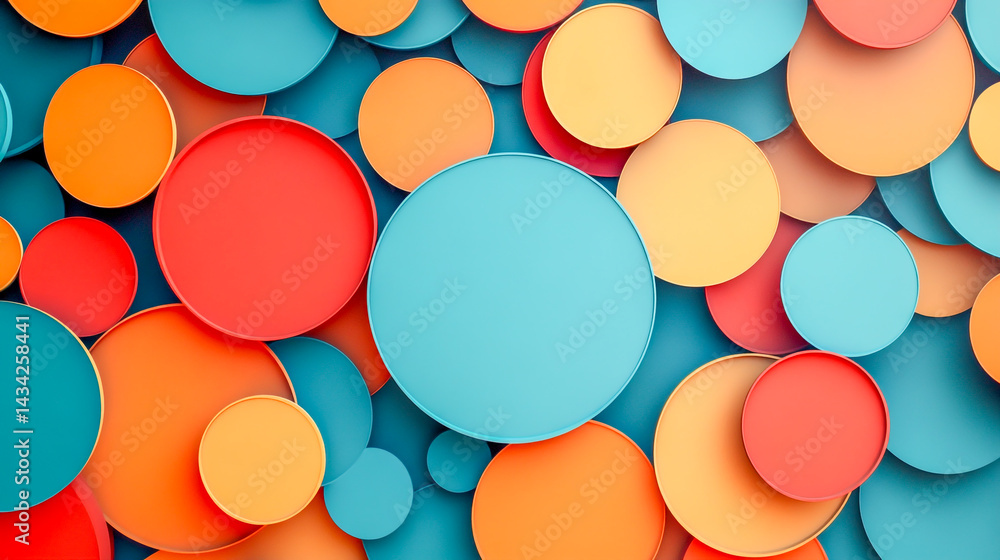 Poster colorful 3d circles pattern texture in modern abstract design
