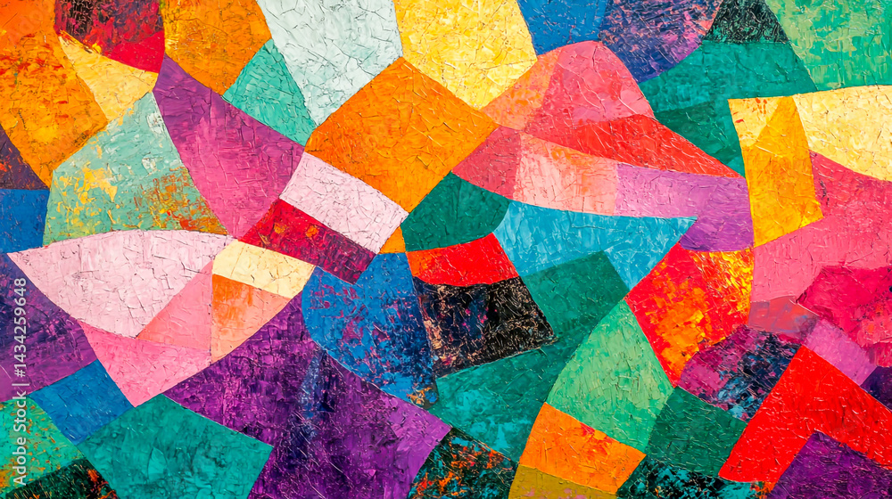 Poster colorful abstract pattern with textured shapes in modern art style