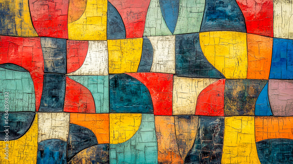 Poster colorful abstract pattern with textured shapes in modern art style