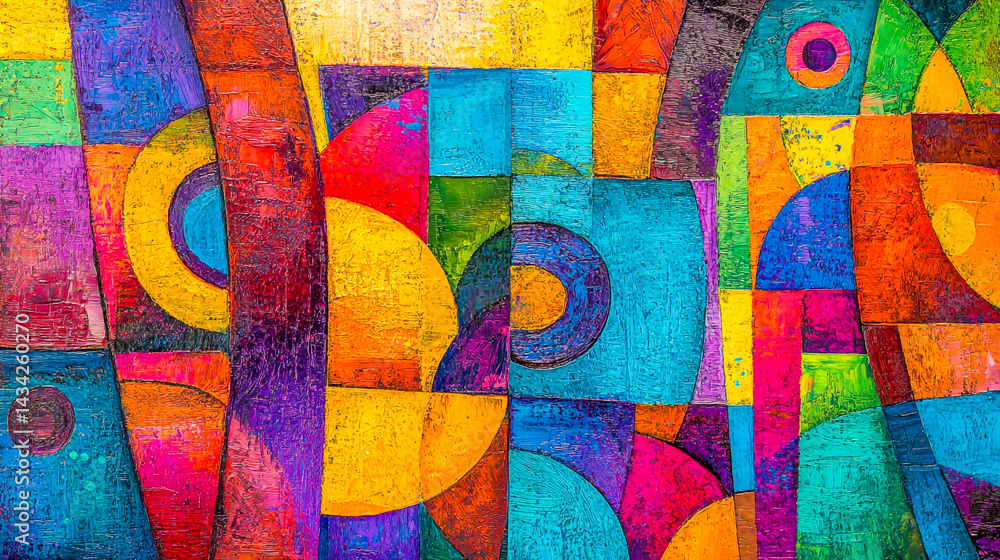 Poster colorful abstract pattern with textured shapes in modern art style