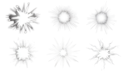 Title:Realistic White Light Burst Effects Collection on white  Background