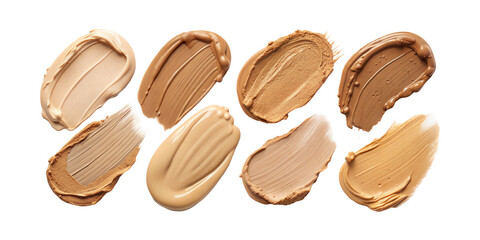 Fototapeta premium Collection of makeup, foundation, concealer, and makeup samples isolated on transparent background